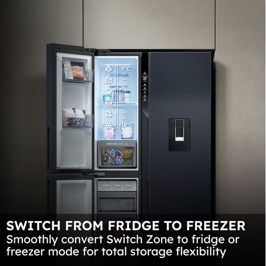 Haier 90 Series 7 SBS+ American Fridge Freezer - Black - Annotation - Switch zone